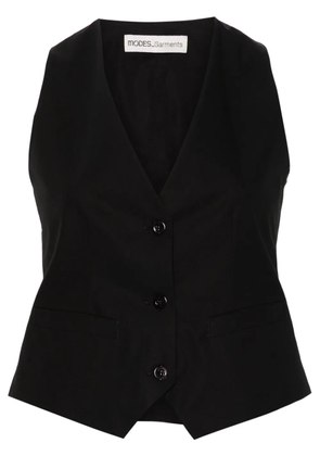 MODES GARMENTS V-neck poplin gilet - Black
