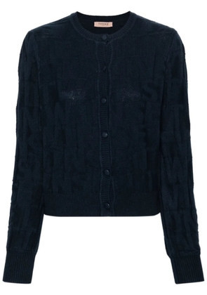 TWINSET logo-brooch cardigan - Blue