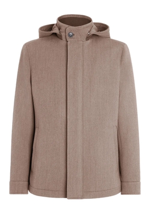 Zegna concealed-fastening hooded jacket - Brown