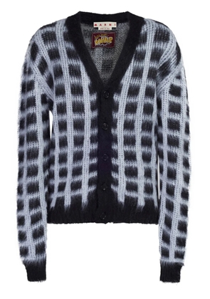 Marni checked mohair-blend cardigan - Black