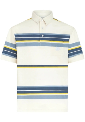 ETRO Pegaso-embroidered striped polo shirt - White