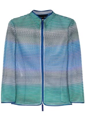Giorgio Armani striped contrast-trim jacket - Blue