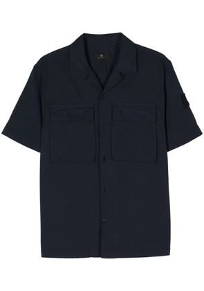 Belstaff logo-patch seersucker shirt - Blue
