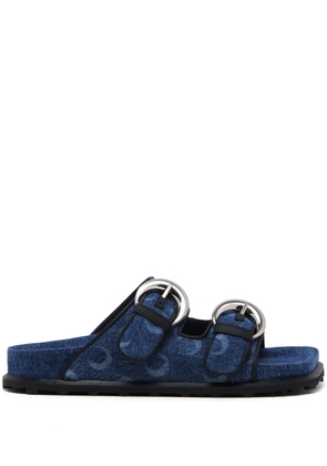 Marine Serre denim Moon-print sandals - Blue