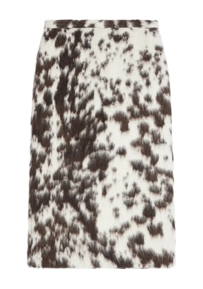 DRIES VAN NOTEN cowhide-print midi skirt - Brown