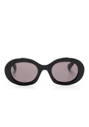 Alexander McQueen Eyewear logo-engraved oval-frame sunglasses - Black
