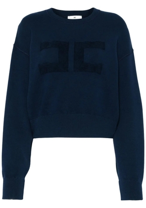 Elisabetta Franchi logo-embroidered cropped sweatshirt - Blue