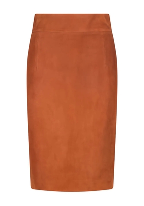 Tagliatore suede pencil midi skirt - Brown