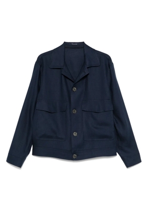Tagliatore linen shirt jacket - Blue