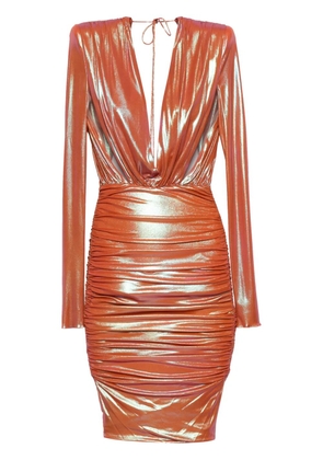 Alexandre Vauthier draped-detail midi dress - Orange