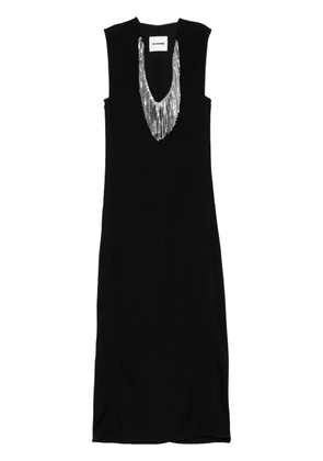 Jil Sander fringed-mesh maxi dress - Black
