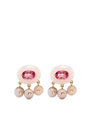 Sauer 18kt yellow gold Boto-Cor-De-Rosa diamonds and tourmaline earrings