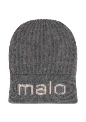 Malo ribbed logo beanie hat - Grey