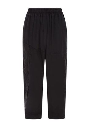 By Walid floral-embroidered elasticated-waist trousers - Black