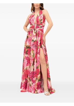 Babylone Paris floral-print halter-neck dress - Pink