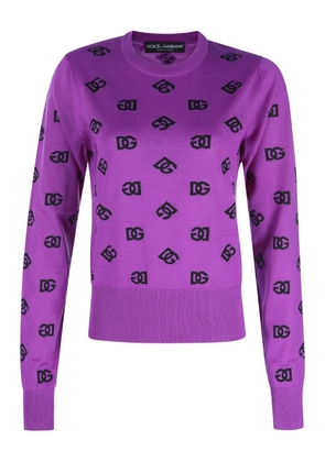 Dolce & Gabbana DNA logo-pattern crew-neck sweater - Purple