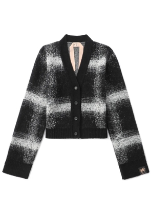 Nº21 checked cropped cardigan - Black