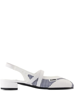 Carel Paris 20mm sling back checked flat pumps - White