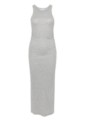 GANNI fine-ribbed midi dress - Grey