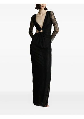 Celeste lace-paneled ring-detail maxi evening dress - Black