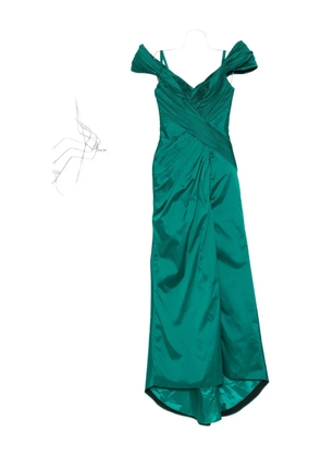 TARIK EDIZ pleated-shoulder maxi dress - Green
