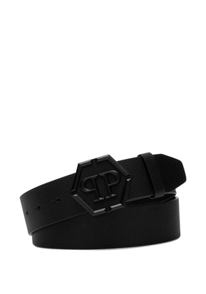 Philipp Plein logo-buckle leather belt - Black