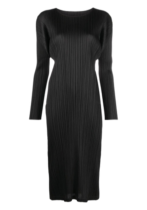 Pleats Please Issey Miyake September plissé-satin midi dress - Black