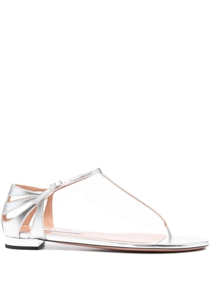 Aquazzura Frida leather T-bar flat sandals - Silver