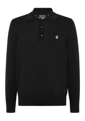 Billionaire crest-plaque long-sleeve polo shirt - Black