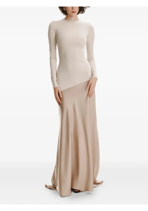 2310 STUDIO asymmetric long-sleeve maxi dress - Neutrals