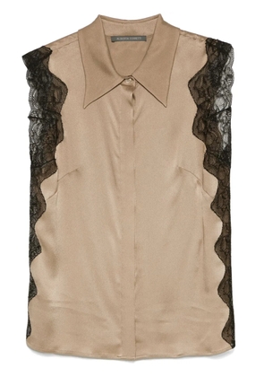 Alberta Ferretti lace-panel shirt - Gold
