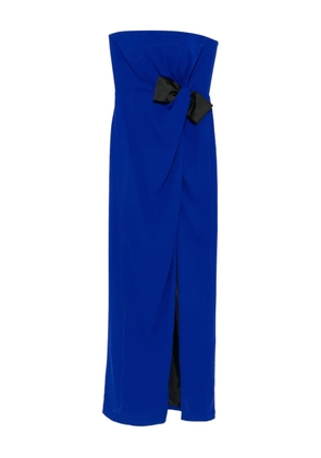 TARIK EDIZ Natalie bow-detail strapless midi dress - Blue