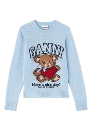 GANNI teddy graphic sweater - Blue