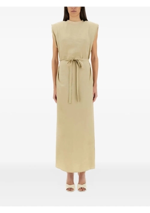 Alysi padded-shoulder belted maxi dress - Neutrals