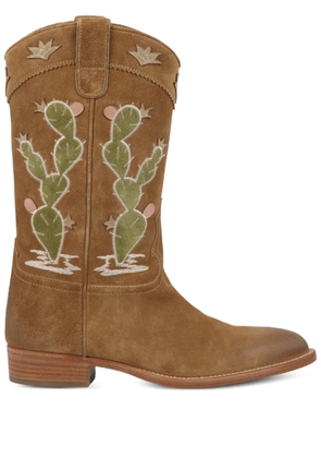 Sartore cactus-embroidered boots - Brown