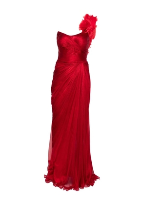 Iris Serban Haziel rose-embellished silk dress - Red
