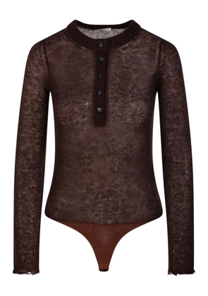 Haikure button-front long-sleeve bodysuit - Brown