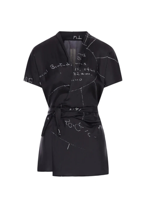 Rick Owens print tie waist viscose blouse - Black