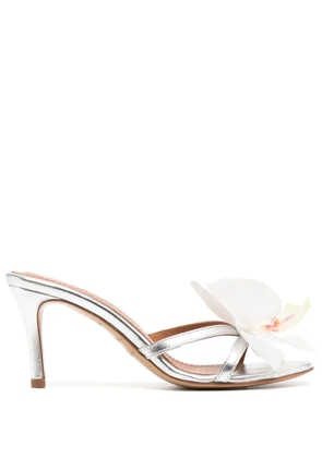 Alameda Turquesa 75mm flower leather sandals - Silver