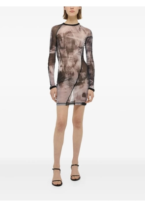 Helmut Lang long-sleeve printed mini dress - Neutrals