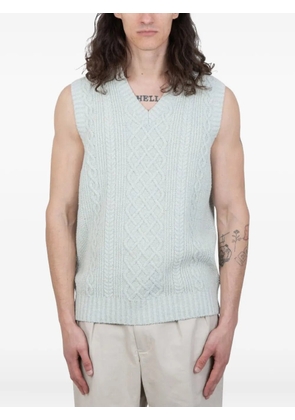 BEAMS PLUS cable-knit V-neck sweater vest - Blue