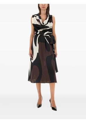 Kiton cowl-neck abstract midi dress - Black