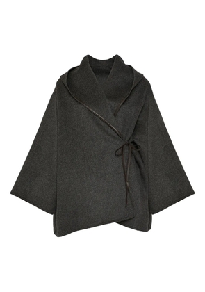 Yves Salomon hooded wrap coat - Grey