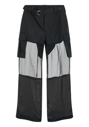 sacai transparent-detail cargo straight trousers - Black