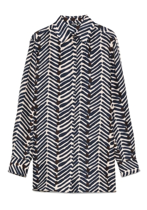 Kiton herringbone-print silk shirt - Blue