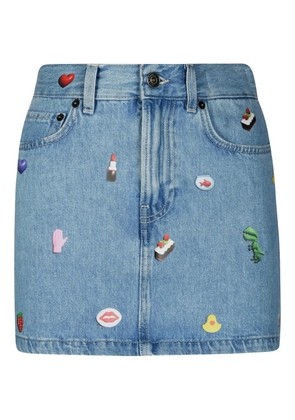 Fiorucci graphic-appliqué denim skirt - Blue