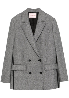 Iceberg double-breasted herringbone blazer - Black