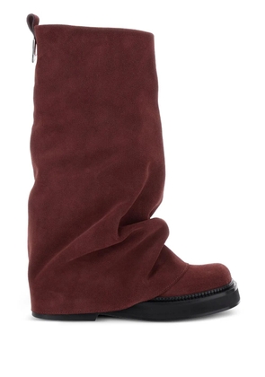 The Attico Robin suede combat boots - Red