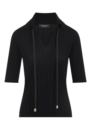 Fabiana Filippi ribbed v-neck polo top - Black
