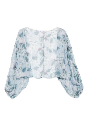 GIADA CURTI balloon-sleeve floral jacket - Blue